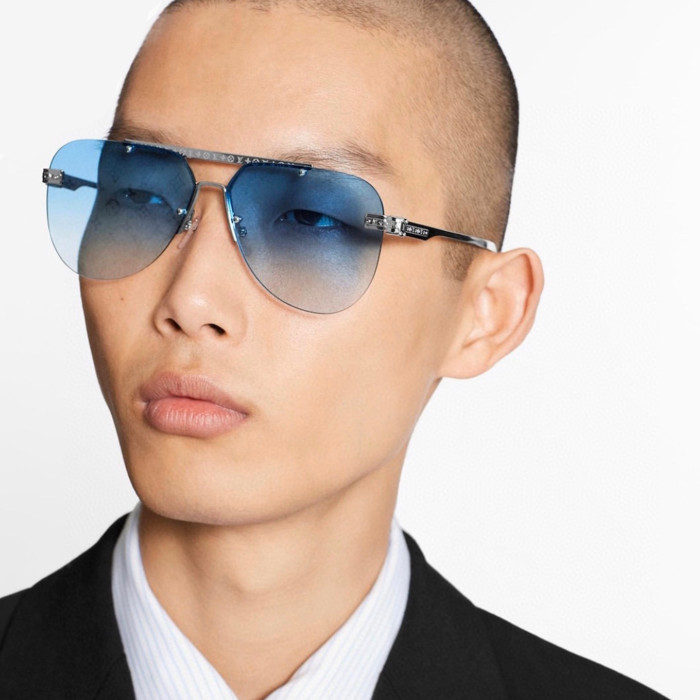 NIGO Louis Vuitton LV Gradient Print Blue Silver Frame Sunglasses Eyeglasses Glasses #nigo81228