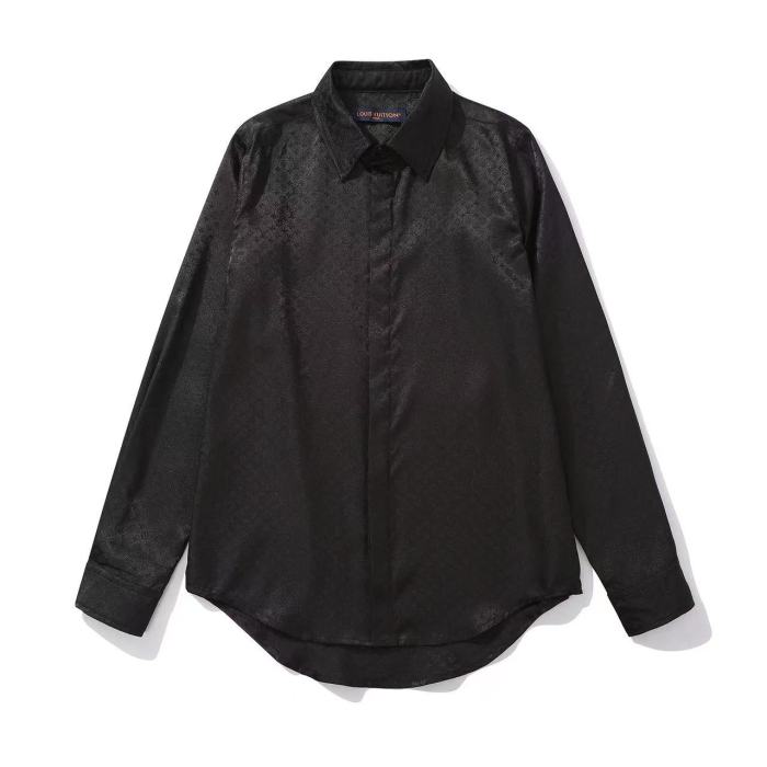 NIGO Louis Vuitton Men's Spring And Summer Solid Color Letter Print Silk Single Breasted Long Sleeved Shirt #nigo76568