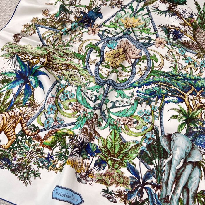 NIGO Dior Women's Colorblocked Floral Printed Silk Square Scarf Jewelry Accessories #nigo81178