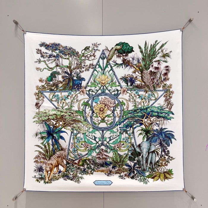 NIGO Dior Women's Colorblocked Floral Printed Silk Square Scarf Jewelry Accessories #nigo81178