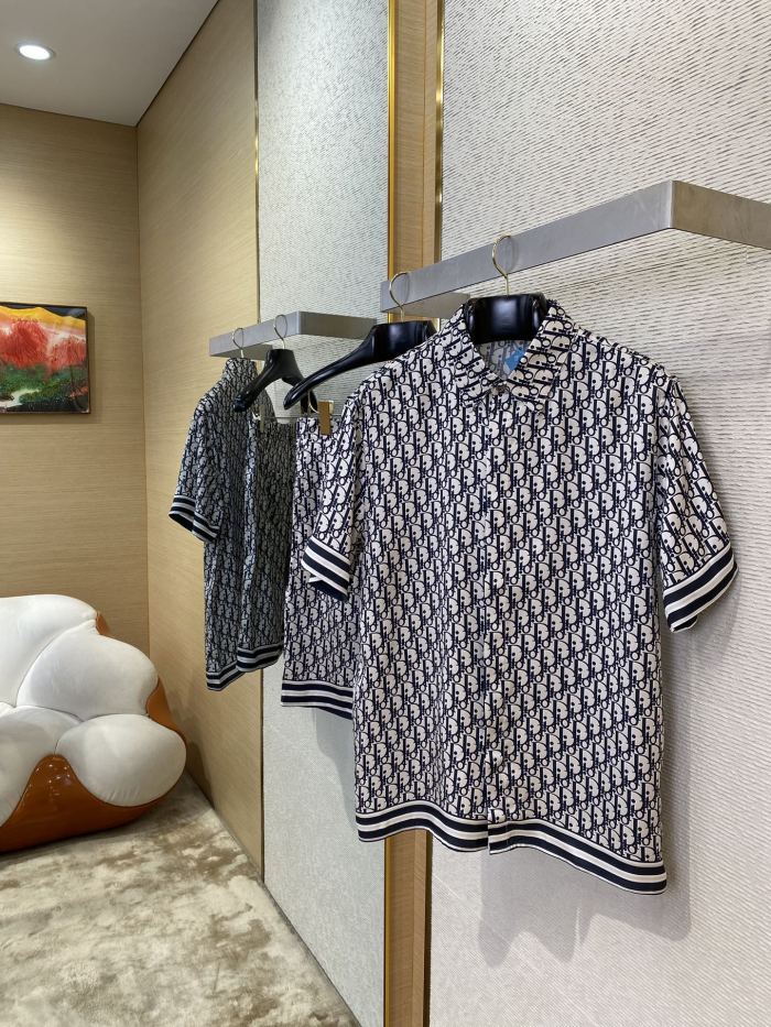 NIGO Dior Men's Summer Oblique Print Logo Pattern Short Sleeve Shirt Straight Shorts Set Comfortable Popular Wear Versatile Set Suit #nigo81231