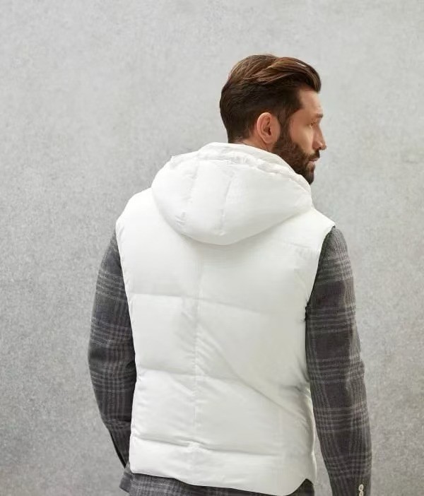 NIGO Brunello Cucinelli Men's Fall And Winter Single-Breasted Hooded Solid Color Fitted Down Vest Jacket #nigo81185