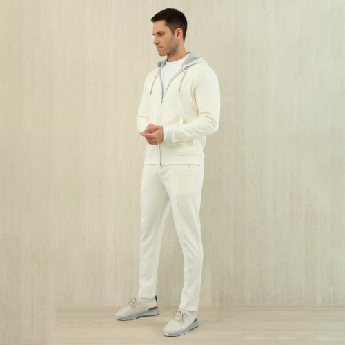 NIGO Brunello Cucinelli Men's Solid Colour Hooded Zip Sweatshirt Jacket Drawstring Comfort Straight Trousers Pants Sweatpants Suit Set  #nigo81324