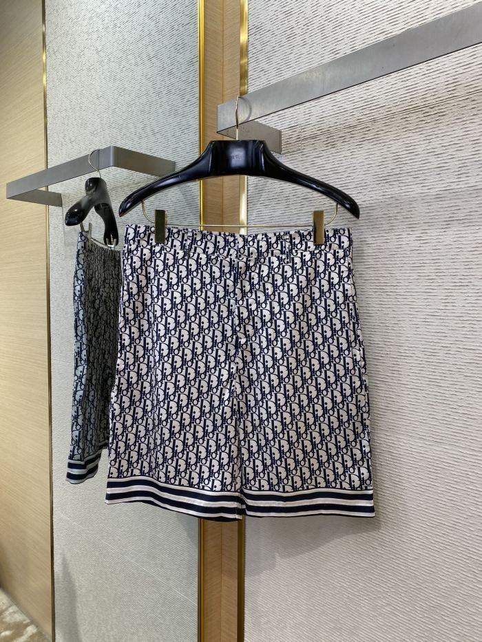 NIGO Dior Men's Summer Oblique Print Logo Pattern Short Sleeve Shirt Straight Shorts Set Comfortable Popular Wear Versatile Set Suit #nigo81231