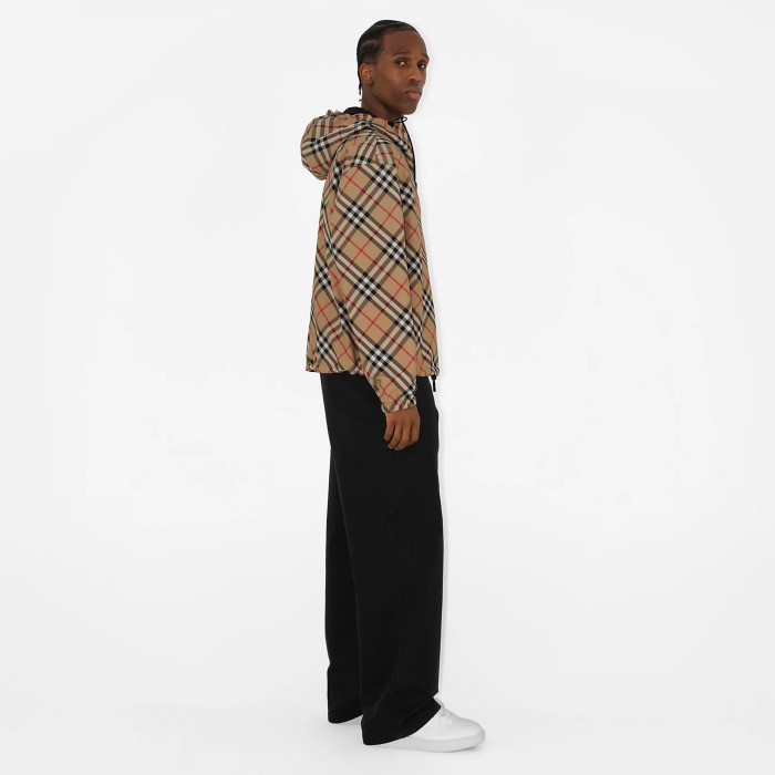 NIGO Burberry Men's Spring & Autumn Reversible Two Wear Plaid Jacket Equestrian Rider Logo Classic Drawstring Hooded Jacket #nigo81224