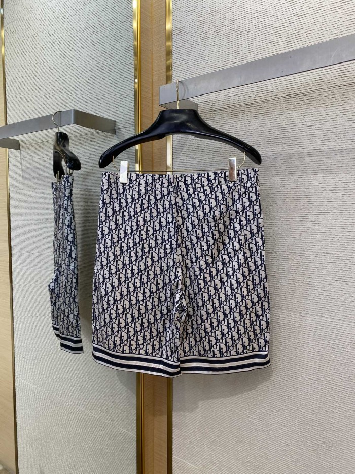 NIGO Dior Men's Summer Oblique Print Logo Pattern Short Sleeve Shirt Straight Shorts Set Comfortable Popular Wear Versatile Set Suit #nigo81231