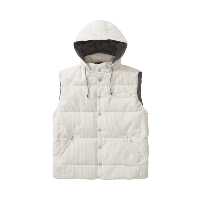NIGO Brunello Cucinelli Men's Fall And Winter Single-Breasted Hooded Solid Color Fitted Down Vest Jacket #nigo81185