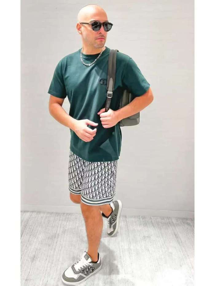 NIGO Dior Men's Summer Oblique Print Logo Pattern Short Sleeve Shirt Straight Shorts Set Comfortable Popular Wear Versatile Set Suit #nigo81231