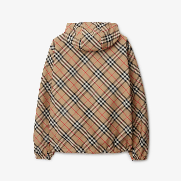 NIGO Burberry Men's Spring & Autumn Reversible Two Wear Plaid Jacket Equestrian Rider Logo Classic Drawstring Hooded Jacket #nigo81224