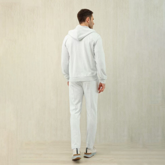 NIGO Brunello Cucinelli Men's Solid Colour Hooded Zip Sweatshirt Jacket Drawstring Comfort Straight Trousers Pants Sweatpants Suit Set  #nigo81324