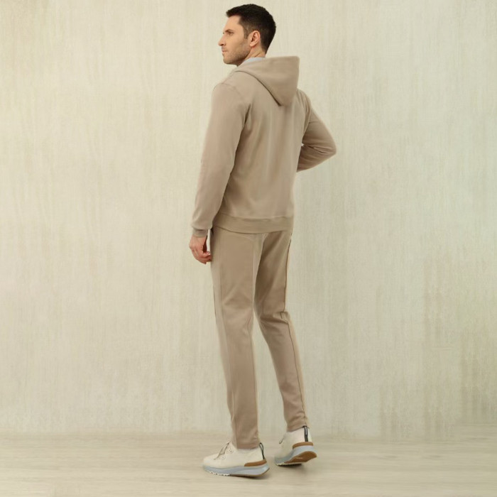 NIGO Brunello Cucinelli Men's Solid Colour Hooded Zip Sweatshirt Jacket Drawstring Comfort Straight Trousers Pants Sweatpants Suit Set  #nigo81324