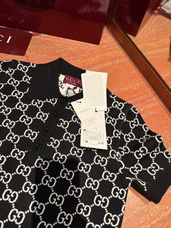 NIGO Gucci Women's Spring/Summer Solid Color Logo Jacquard Short Sleeve Polo Shirt T-Shirt #nigo76578