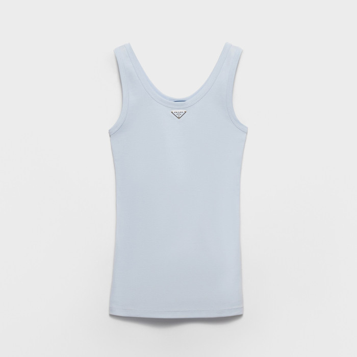 NIGO Prada Women's Summer Solid Color Metal Triangle Logo Logo Cotton Camisole Tank Top #nigo76588