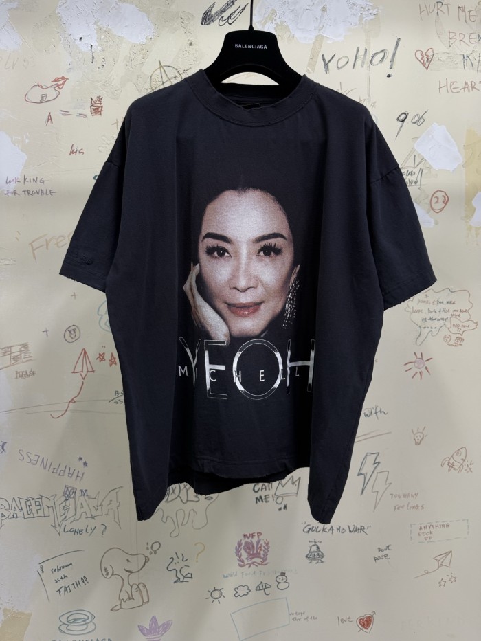 NIGO Balenciaga Men's and Women's Summer Portrait Printed Solid Colour Round Neck Cotton Short Sleeve T-Shirt #nigo76597