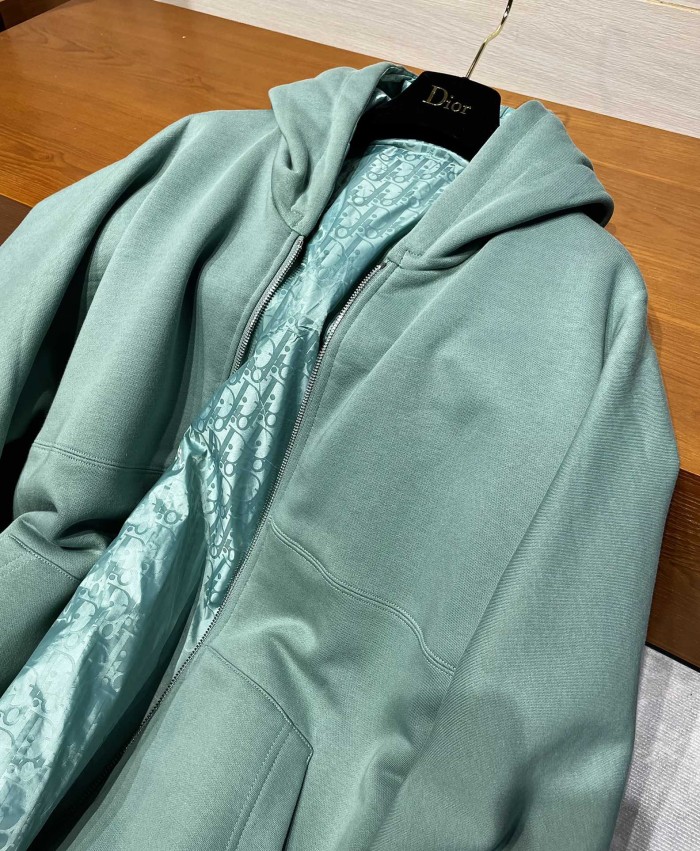 NIGO DIOR Men's Spring Autumn Solid Colour Letter Printed Reversible Wearable Zip Hooded Long Sleeve Jacket #nigo76629