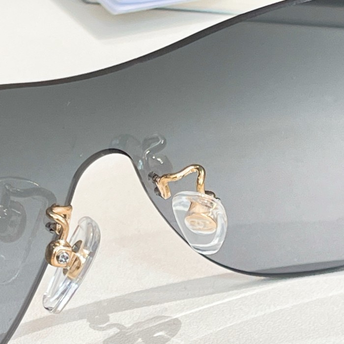 NIGO Chanel Women's Solid Colour Mirror Legs GG Logo Rimless Irregular Shape Sunglasses Eyeglasses Glasses #nigo76623