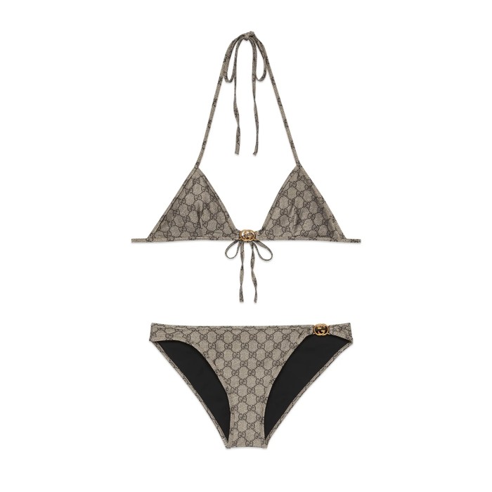 NIGO Gucci Women's Summer Logo Print Solid Color Stretch Knit Bikini Swimsuit Set Suit #nigo76624