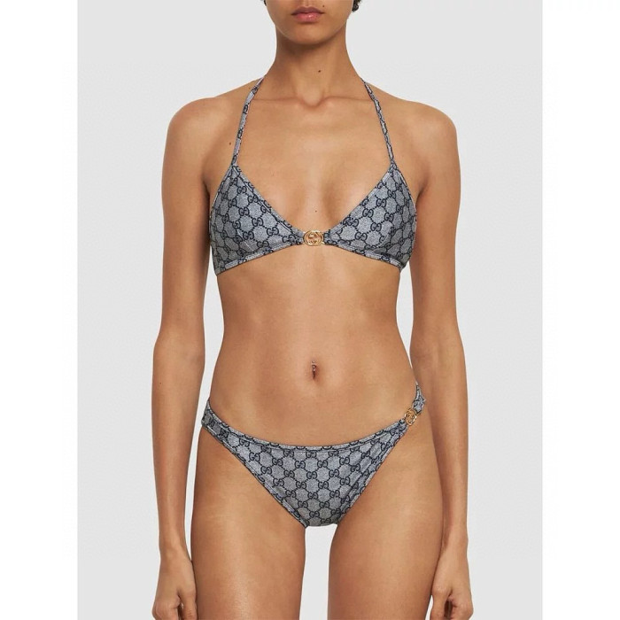 NIGO Gucci Women's Summer Logo Print Solid Color Stretch Knit Bikini Swimsuit Set Suit #nigo76624
