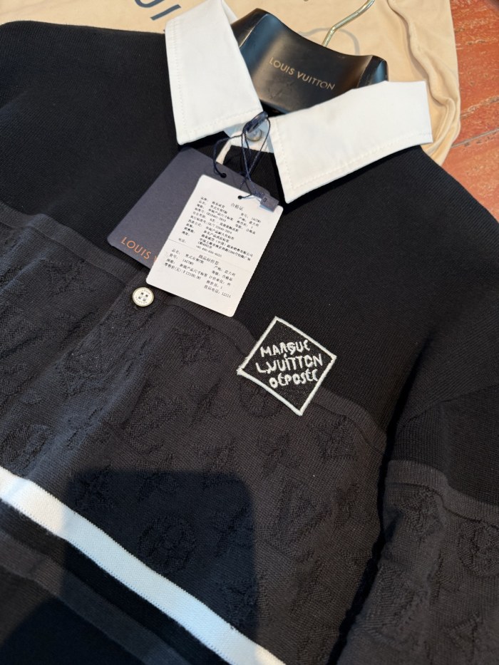 NIGO Louis Vuitton Men's Spring Summer Stripe Colour Block Long Sleeve Polo Neck Knit T-Shirt #nigo76619