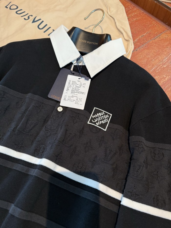NIGO Louis Vuitton Men's Spring Summer Stripe Colour Block Long Sleeve Polo Neck Knit T-Shirt #nigo76619