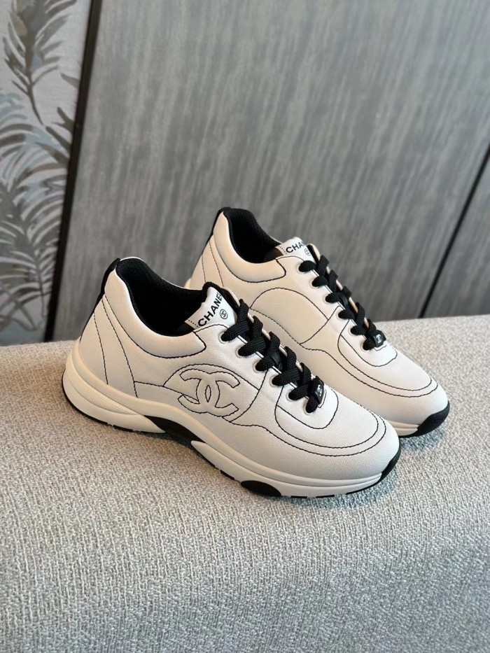 NIGO Chanel Women's Embroidered Line Solid Colour Low Top Lace Up Sneakers Shoes #nigo76648