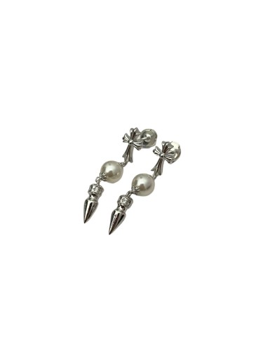 NIGO Chrome Hearts Men's and Women's Solid Color Cross Bullet Tassel Earrings Jewelry Accessories #nigo76642