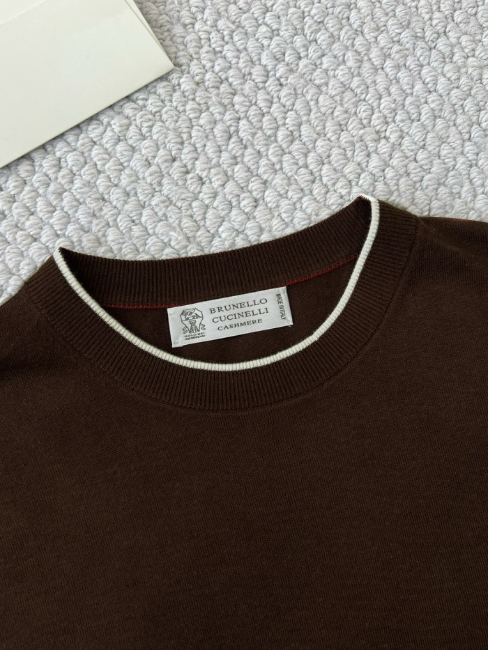 NIGO Brunello Cucinelli Men's Summer Solid Color Round Neck Cotton Short Sleeve T-Shirt #nigo76658