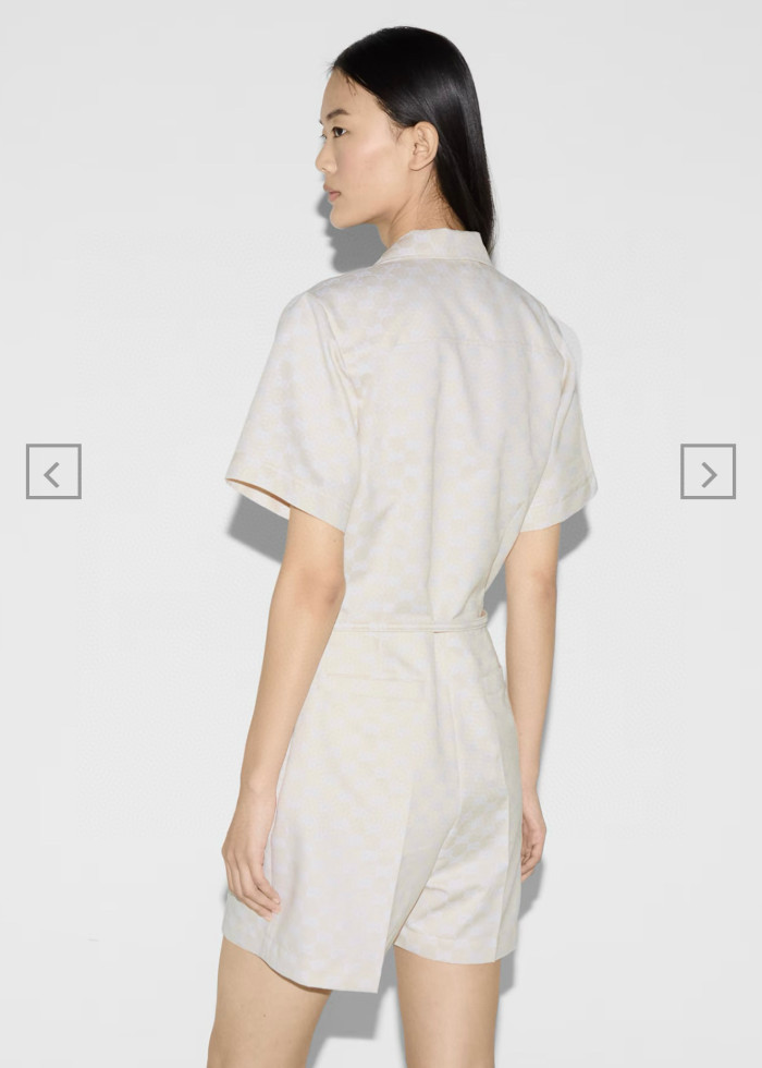 NIGO Gucci Women's Spring And Summer Letter Print Solid Colour Drawstring Waist Short Sleeved Single Breasted Jumpsuit #nigo76663
