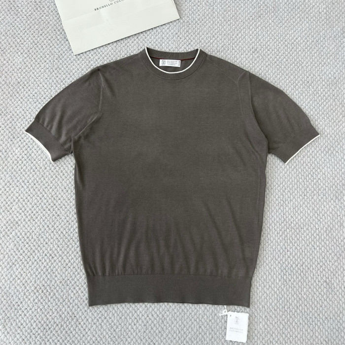 NIGO Brunello Cucinelli Men's Summer Solid Color Round Neck Cotton Short Sleeve T-Shirt #nigo76658
