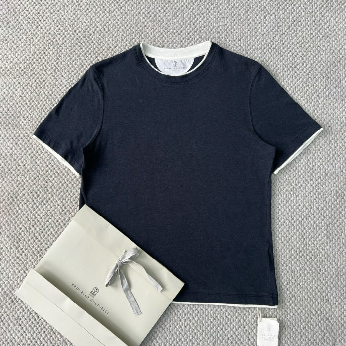 NIGO Brunello Cucinelli Men's Summer Solid Color Round Neck Cotton Short Sleeve T-Shirt #nigo76657