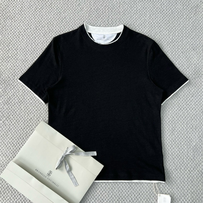 NIGO Brunello Cucinelli Men's Summer Solid Color Round Neck Cotton Short Sleeve T-Shirt #nigo76657