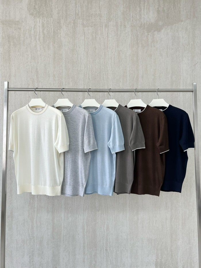 NIGO Brunello Cucinelli Men's Summer Solid Color Round Neck Cotton Short Sleeve T-Shirt #nigo76658