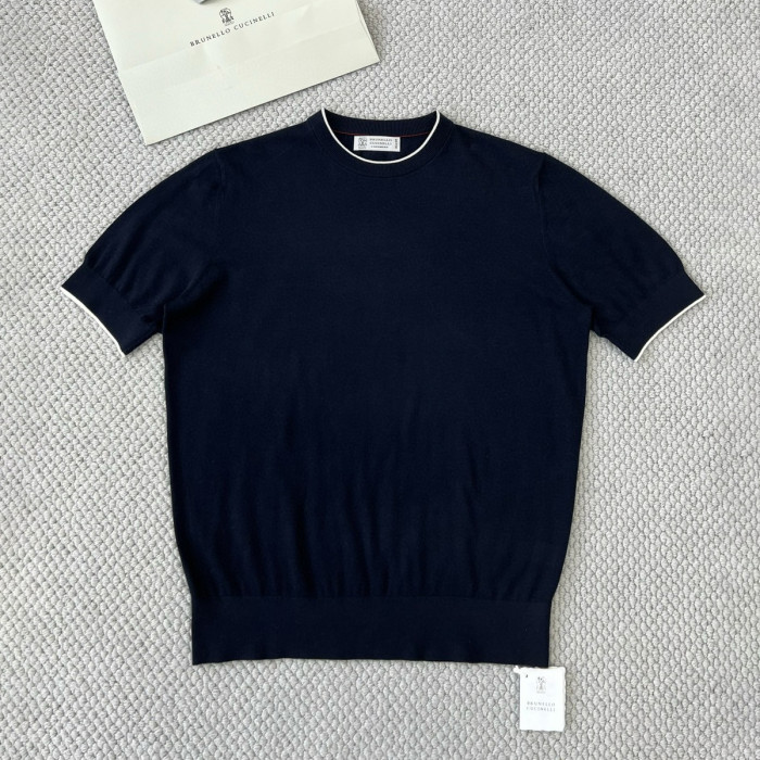 NIGO Brunello Cucinelli Men's Summer Solid Color Round Neck Cotton Short Sleeve T-Shirt #nigo76658