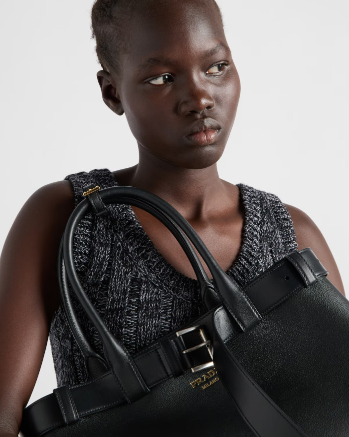 NIGO Prada Men's And Women's Buckle Leather Drawstring Handbag Large And Small Collection Fashion Trend Bag Bags 1BA434_2CY9_F03BH_V_OBO #nigo76655