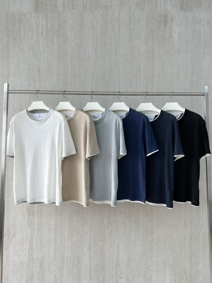 NIGO Brunello Cucinelli Men's Summer Solid Color Round Neck Cotton Short Sleeve T-Shirt #nigo76657