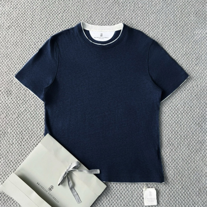 NIGO Brunello Cucinelli Men's Summer Solid Color Round Neck Cotton Short Sleeve T-Shirt #nigo76657