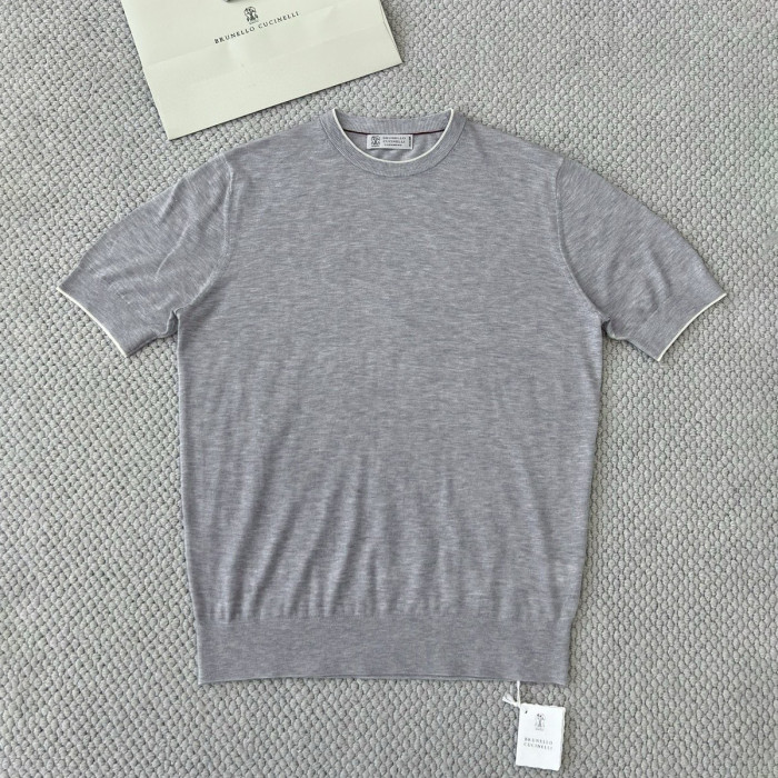 NIGO Brunello Cucinelli Men's Summer Solid Color Round Neck Cotton Short Sleeve T-Shirt #nigo76658