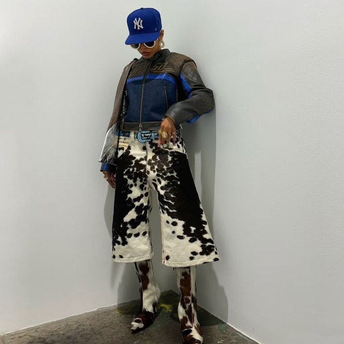 NIGO Self-branded Spring And Summer New 1of1 Leather Cow Fur Shorts High Street Trend Fashion Hip-hop Style Versatile Luxury Wide-legged Shorts Ngvp #nigo1583