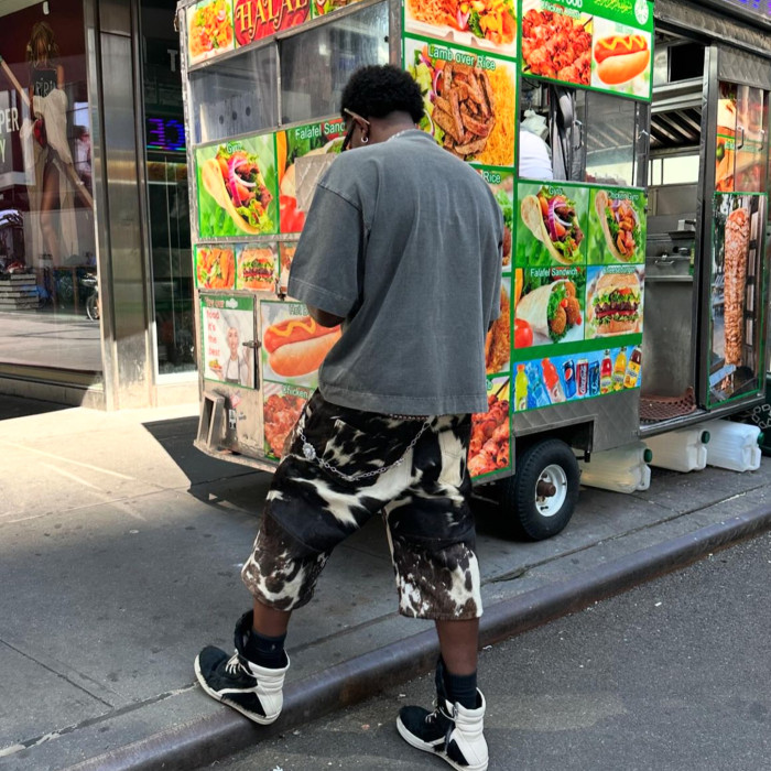 NIGO Self-branded Spring And Summer New 1of1 Leather Cow Fur Shorts High Street Trend Fashion Hip-hop Style Versatile Luxury Wide-legged Shorts Ngvp #nigo1583