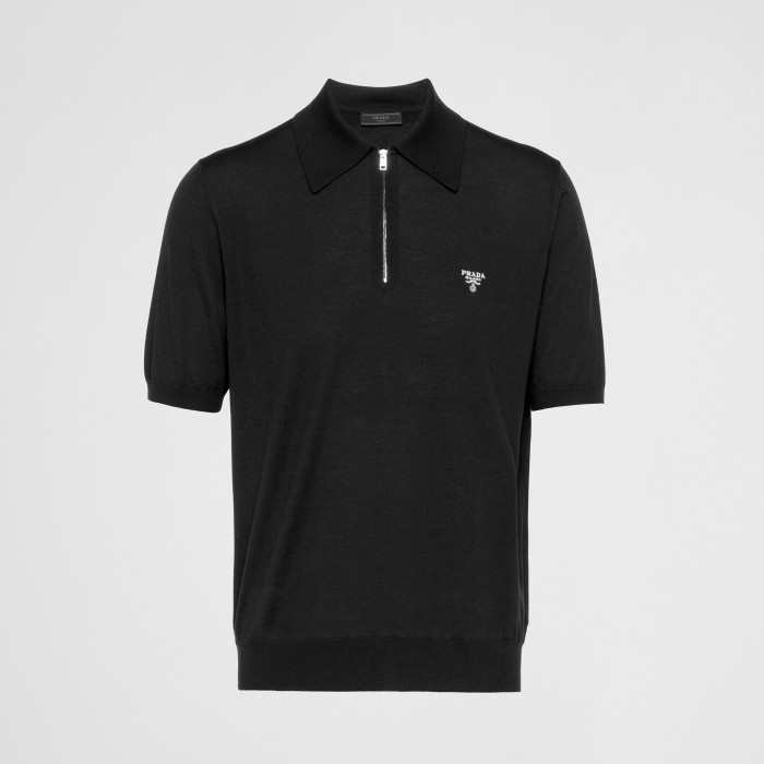 NIGO Prada Men's Summer Solid Colour Zip Polo Neck Polyester Lapel Short Sleeve T-Shirt #nigo76682
