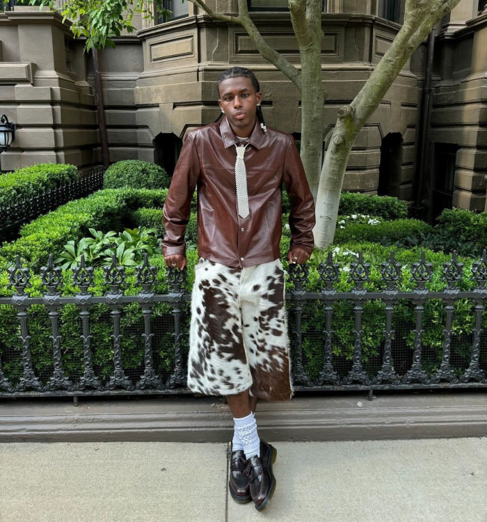NIGO Self-branded Spring And Summer New 1of1 Leather Cow Fur Shorts High Street Trend Fashion Hip-hop Style Versatile Luxury Wide-legged Shorts Ngvp #nigo1583