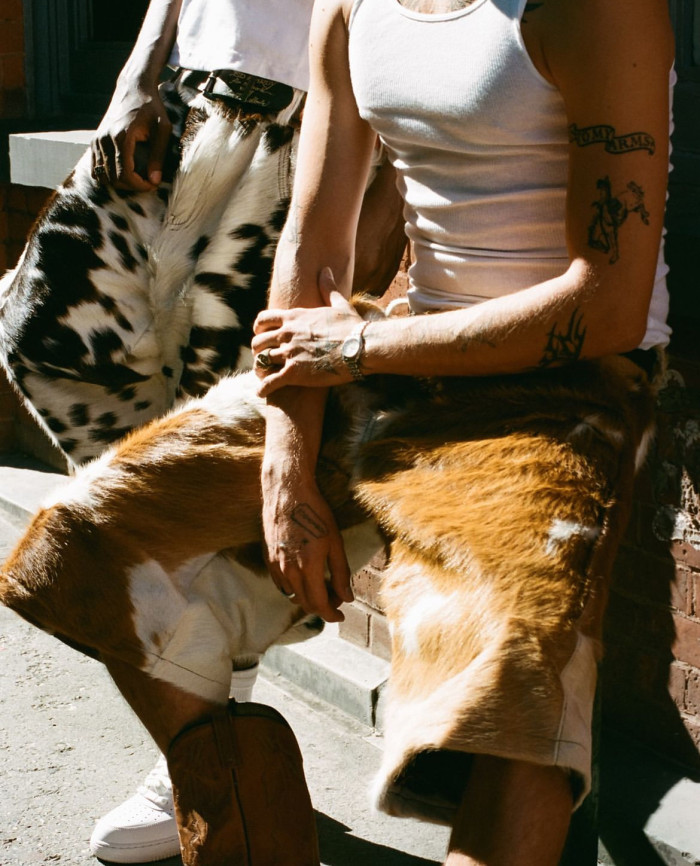 NIGO Self-branded Spring And Summer New 1of1 Leather Cow Fur Shorts High Street Trend Fashion Hip-hop Style Versatile Luxury Wide-legged Shorts Ngvp #nigo1583