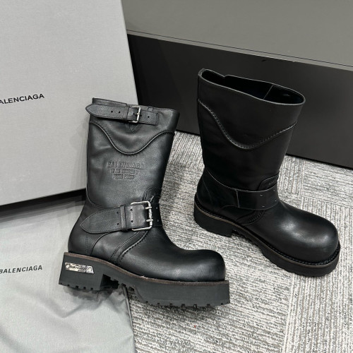 NIGO Balenciaga Women's Four Seasons Solid Color Grained Cowhide Tall Martin Boots Shoes #nigo76679
