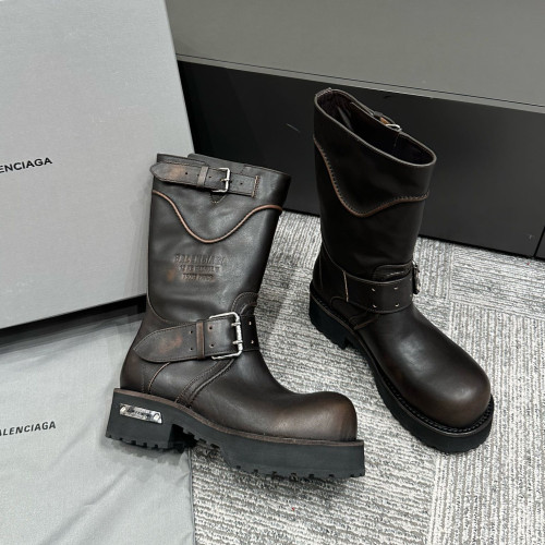 NIGO Balenciaga Women's Four Seasons Solid Color Grained Cowhide Tall Martin Boots Shoes #nigo76679