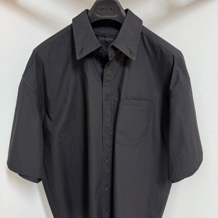NIGO Balenciaga Men's Summer Solid Tape Letter Print Single Breasted Short Sleeve Shirt #nigo76698
