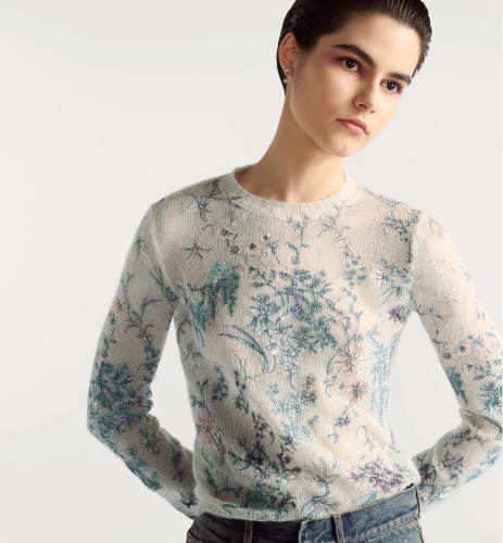NIGO Dior Women's Spring, Autumn And Winter Floral Embroidery Solid Color Mohair Long Sleeve Round Neck Pullover Knitted Sweater Ngvp #nigo1539