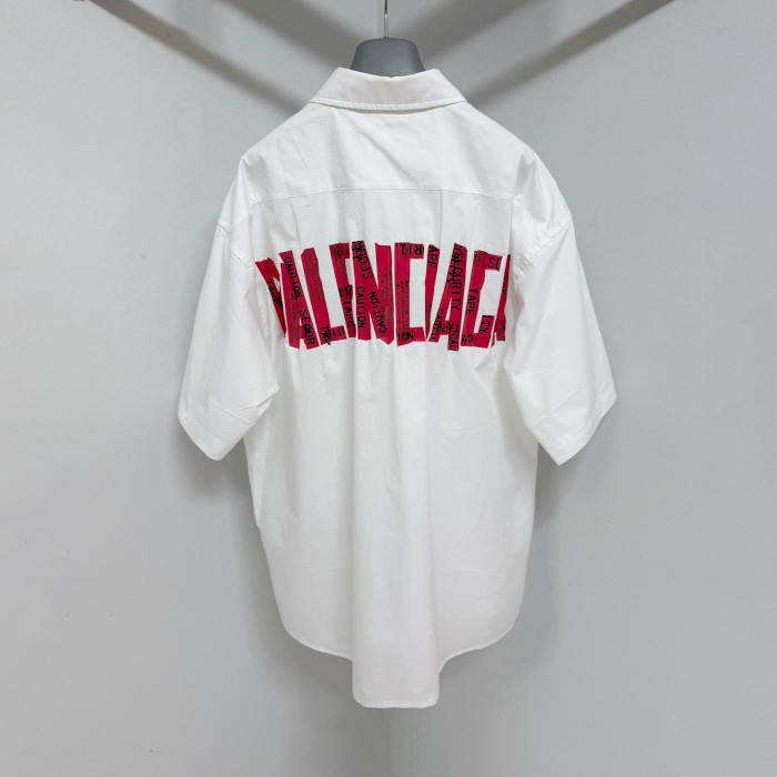 NIGO Balenciaga Men's Summer Solid Tape Letter Print Single Breasted Short Sleeve Shirt #nigo76698