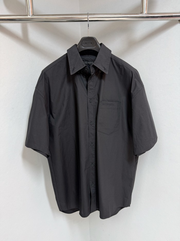 NIGO Balenciaga Men's Summer Solid Tape Letter Print Single Breasted Short Sleeve Shirt #nigo76698