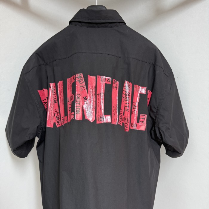 NIGO Balenciaga Men's Summer Solid Tape Letter Print Single Breasted Short Sleeve Shirt #nigo76698