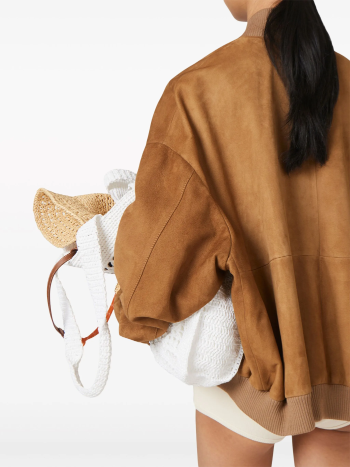 NIGO MiuMiu Women's Logo Letters Retro Suede Jacket Loose Short Section Spring And Autumn Long-Sleeved Jacket #nigo81191